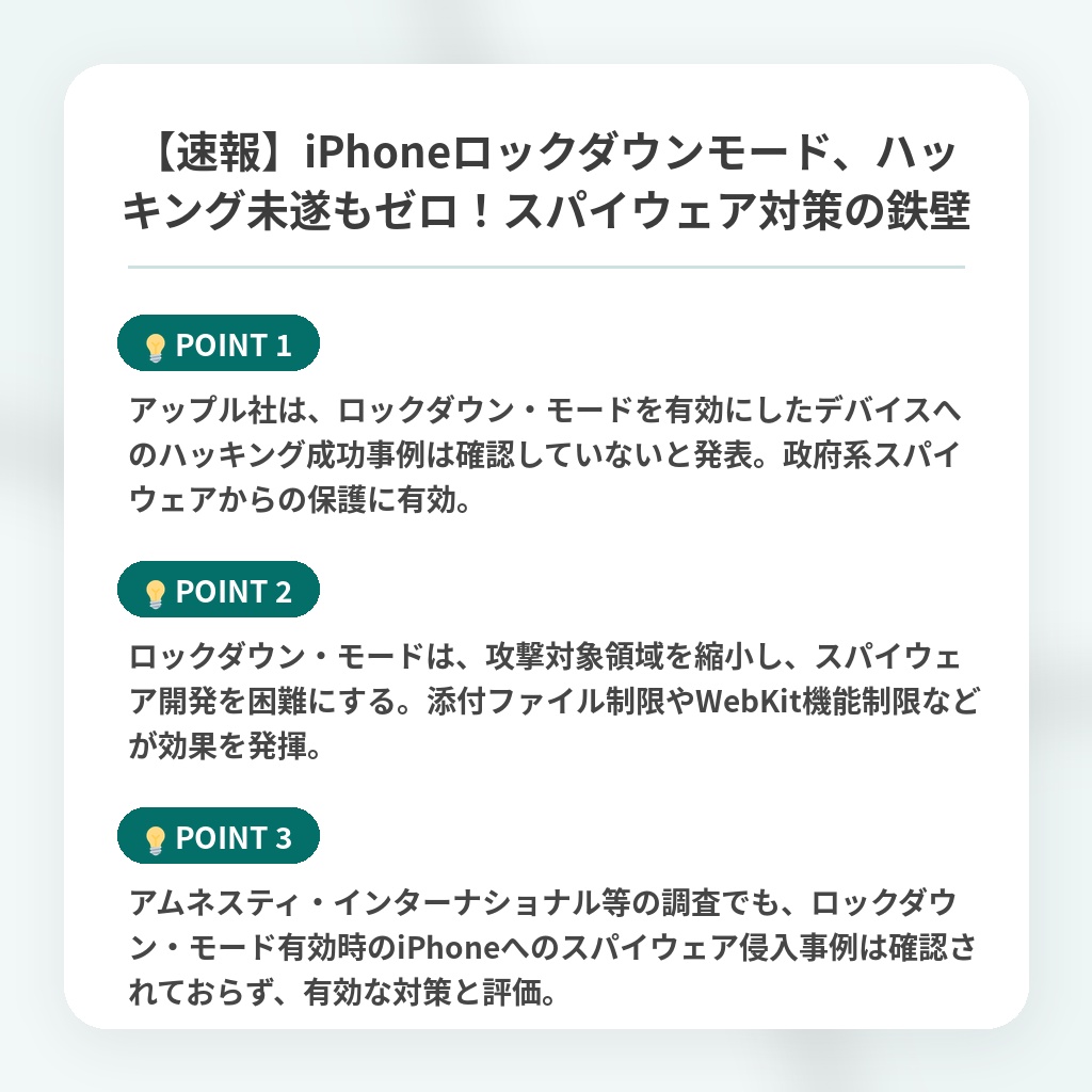 【速報】iPhoneロックダウンモード、ハッキング未遂もゼロ!スパイウェア対策の鉄壁の注目ポイントまとめ