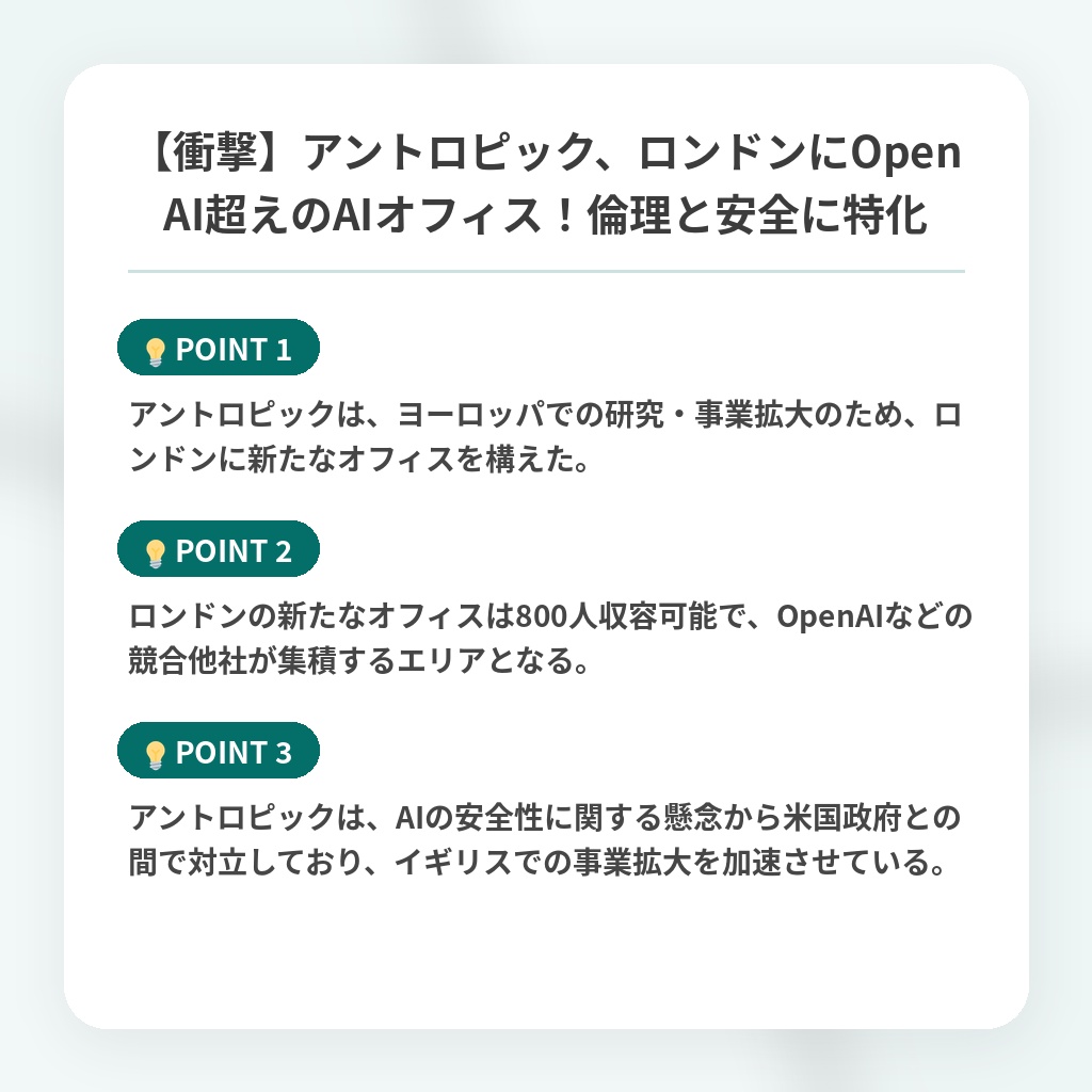 【衝撃】アントロピック、ロンドンにOpenAI超えのAIオフィス！倫理と安全に特化の注目ポイントまとめ