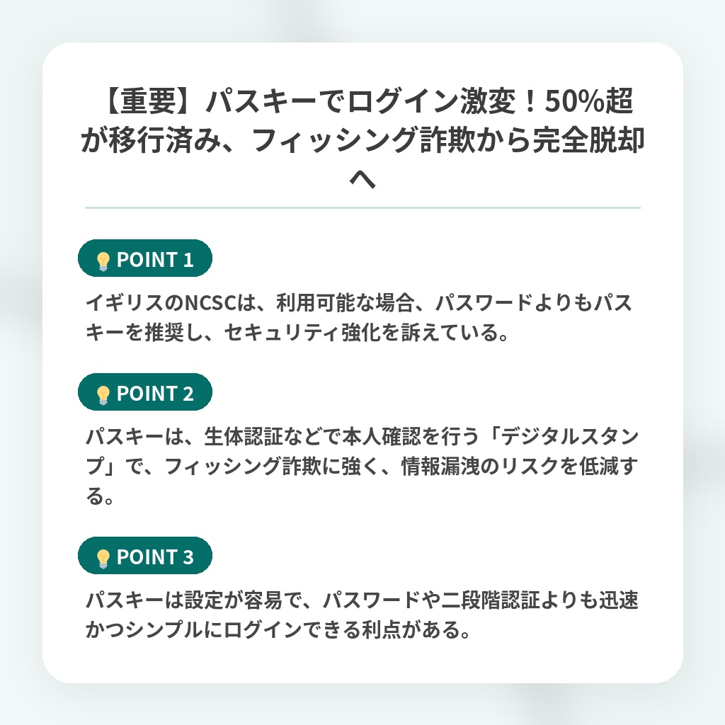 【重要】パスキーでログイン激変！50%超が移行済み、フィッシング詐欺から完全脱却への注目ポイントまとめ