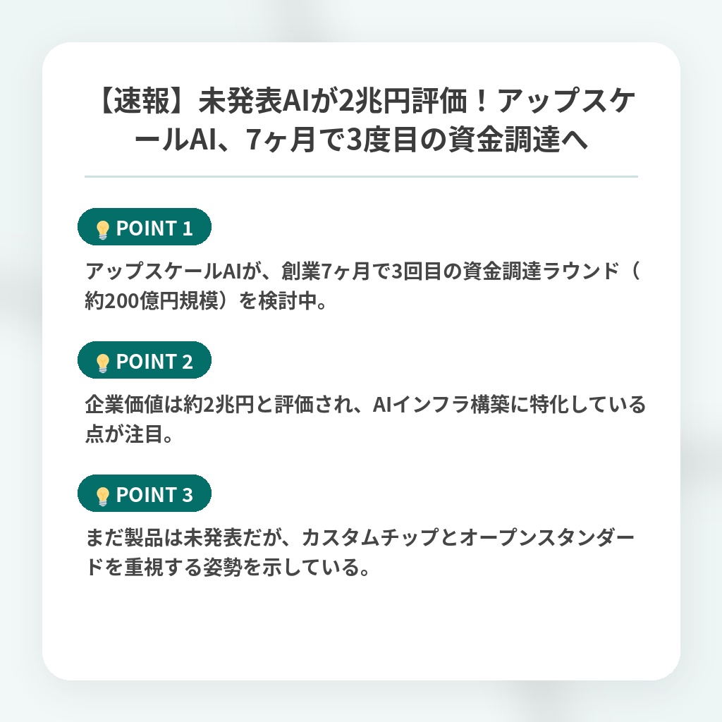 【速報】未発表AIが2兆円評価！アップスケールAI、7ヶ月で3度目の資金調達への注目ポイントまとめ