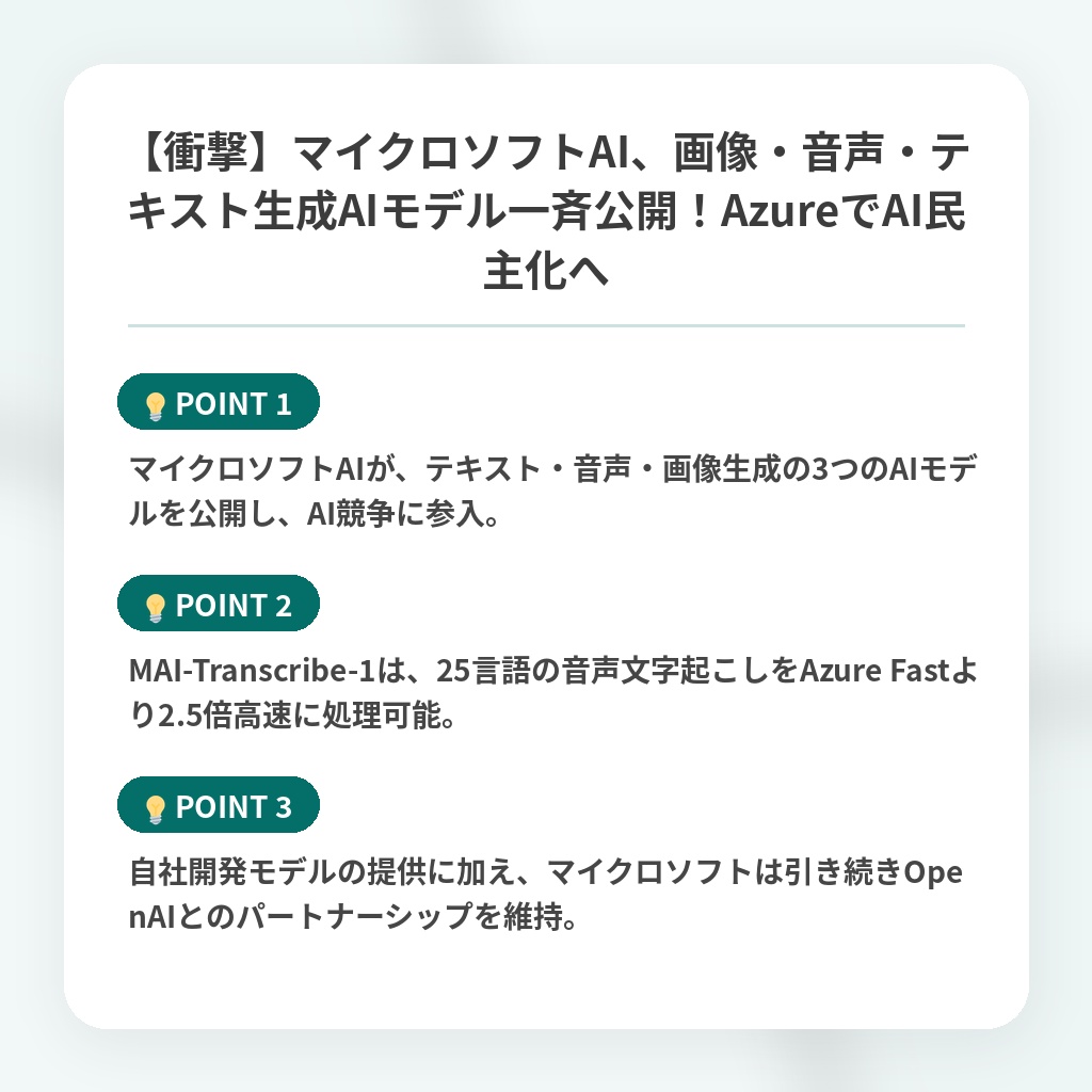 【衝撃】マイクロソフトAI、画像・音声・テキスト生成AIモデル一斉公開!AzureでAI民主化への注目ポイントまとめ