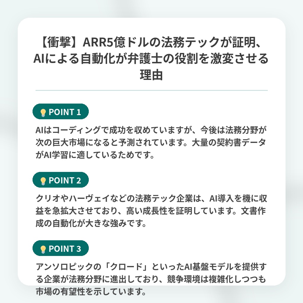 【衝撃】ARR5億ドルの法務テックが証明、AIによる自動化が弁護士の役割を激変させる理由の注目ポイントまとめ