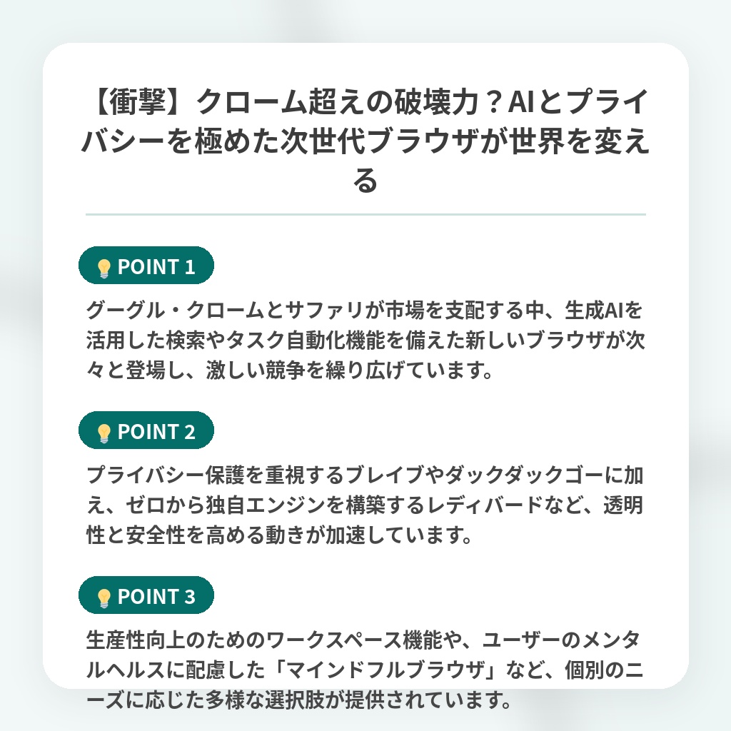 【衝撃】クローム超えの破壊力？AIとプライバシーを極めた次世代ブラウザが世界を変えるの注目ポイントまとめ