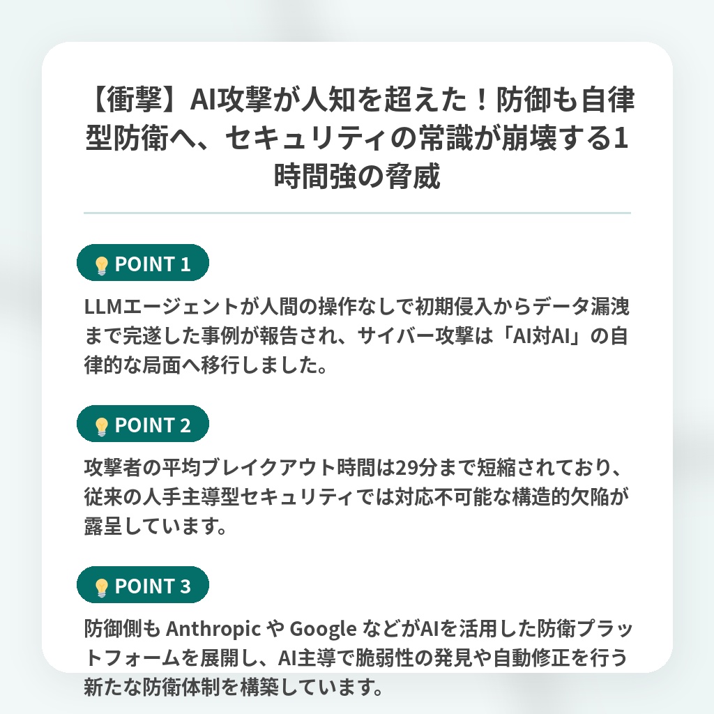 【衝撃】AI攻撃が人知を超えた！防御も自律型防衛へ、セキュリティの常識が崩壊する1時間強の脅威の注目ポイントまとめ