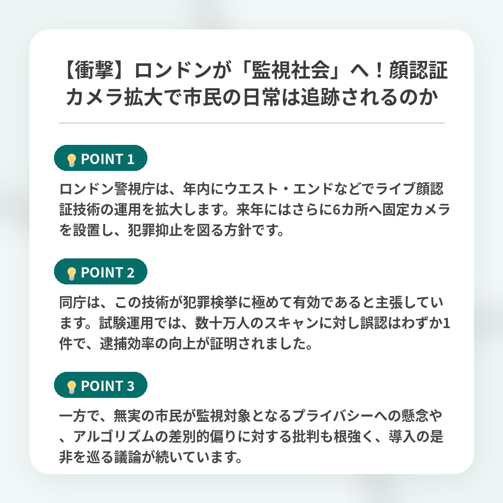 【衝撃】ロンドンが「監視社会」へ!顔認証カメラ拡大で市民の日常は追跡されるのかの注目ポイントまとめ