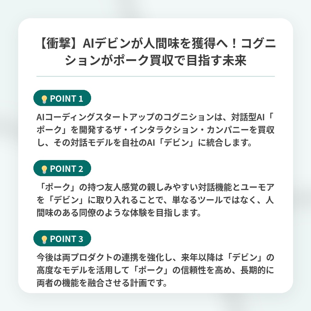 【衝撃】AIデビンが人間味を獲得へ!コグニションがポーク買収で目指す未来の注目ポイントまとめ