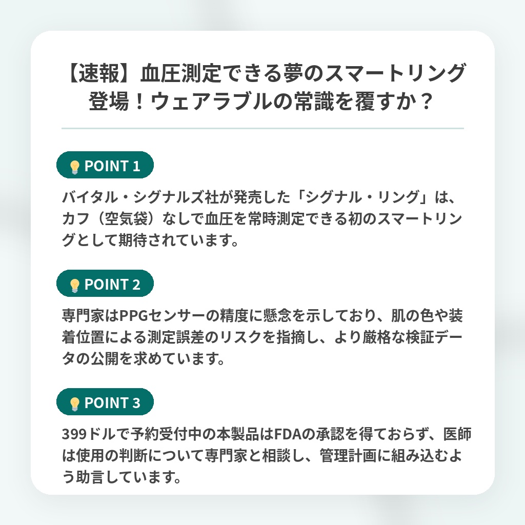 【速報】血圧測定できる夢のスマートリング登場!ウェアラブルの常識を覆すか?の注目ポイントまとめ
