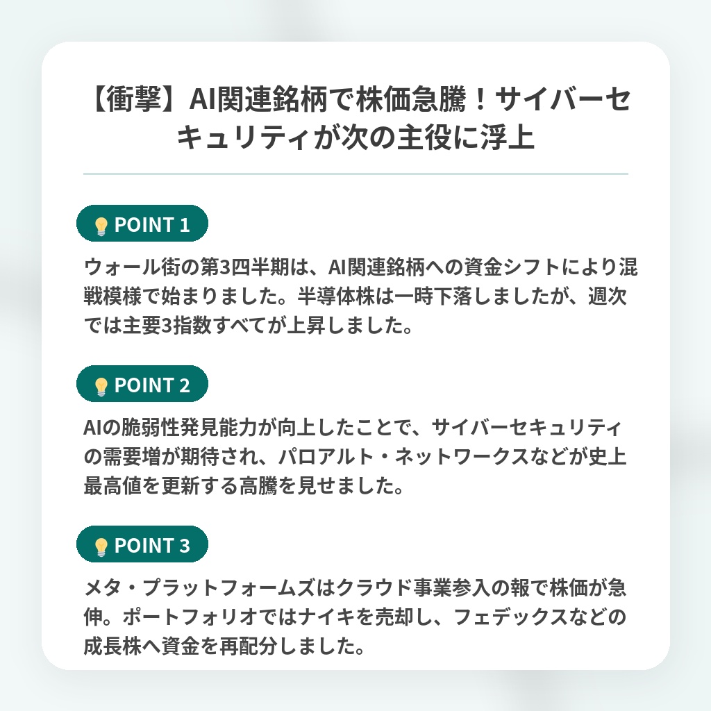 【衝撃】AI関連銘柄で株価急騰!サイバーセキュリティが次の主役に浮上の注目ポイントまとめ
