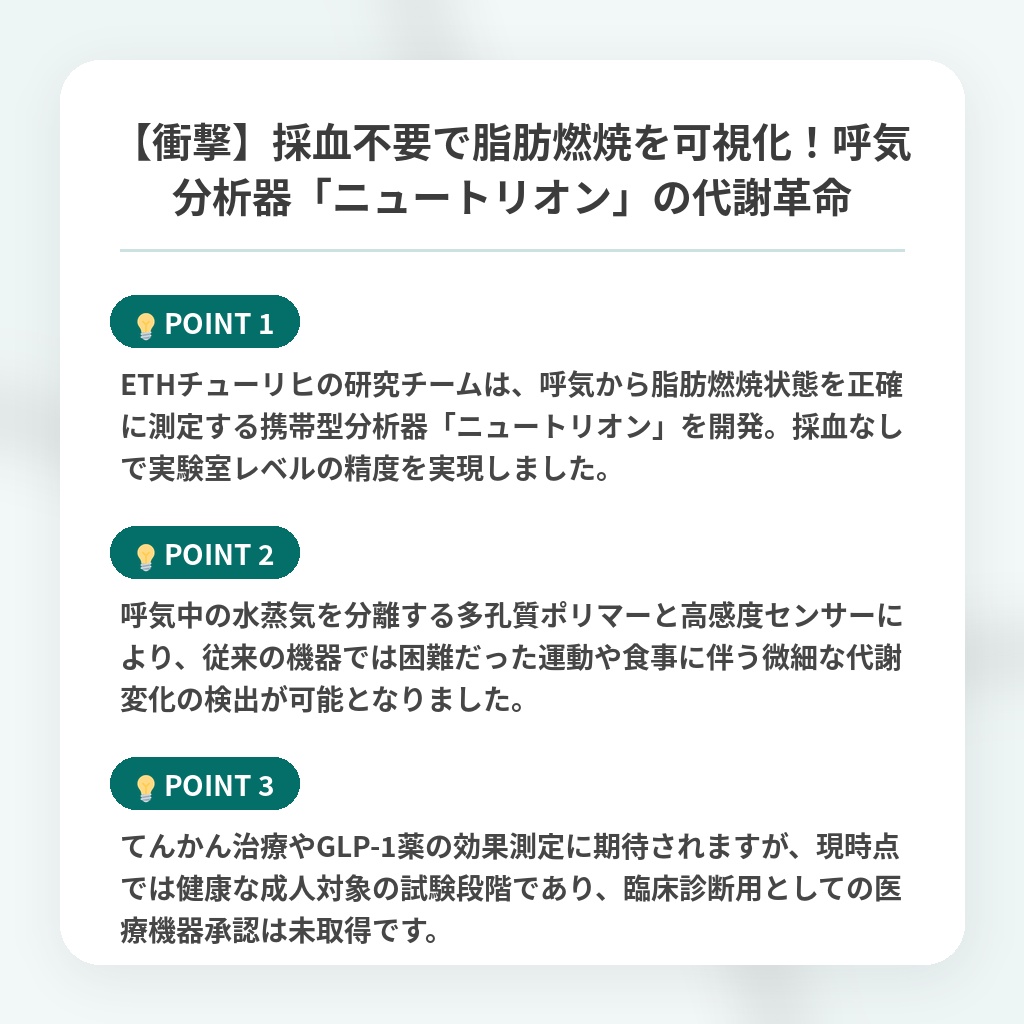 【衝撃】採血不要で脂肪燃焼を可視化!呼気分析器「ニュートリオン」の代謝革命の注目ポイントまとめ