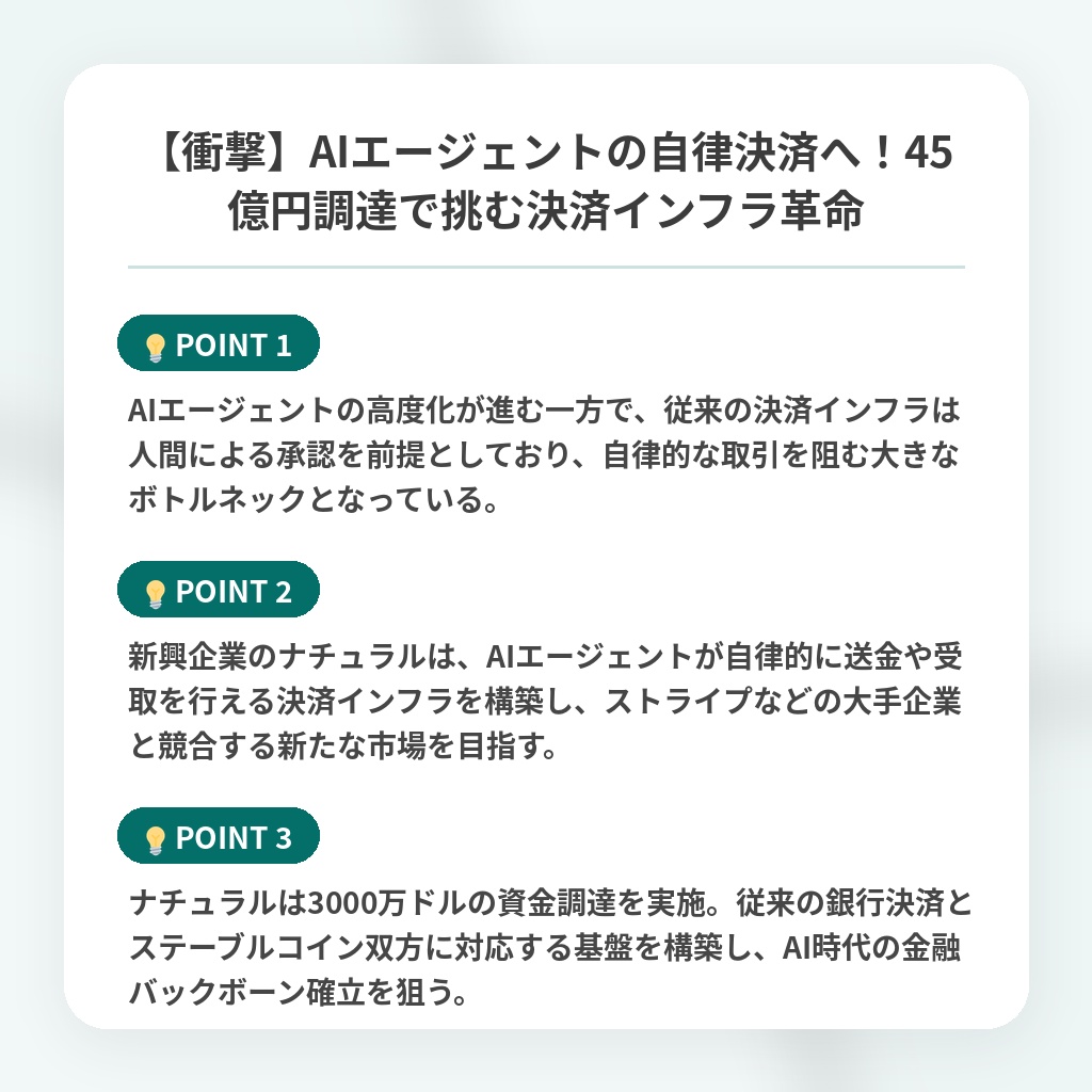 【衝撃】AIエージェントの自律決済へ!45億円調達で挑む決済インフラ革命の注目ポイントまとめ