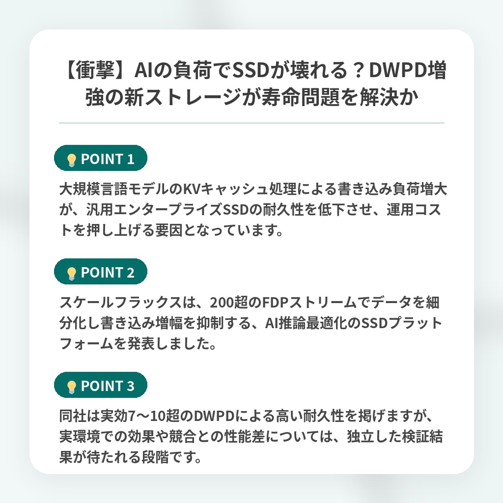 【衝撃】AIの負荷でSSDが壊れる？DWPD増強の新ストレージが寿命問題を解決かの注目ポイントまとめ
