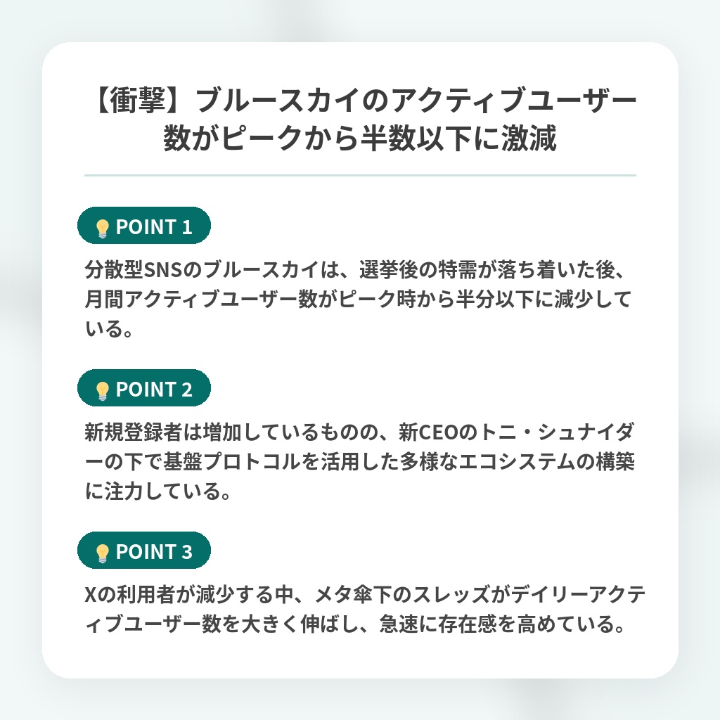 【衝撃】ブルースカイのアクティブユーザー数がピークから半数以下に激減の注目ポイントまとめ