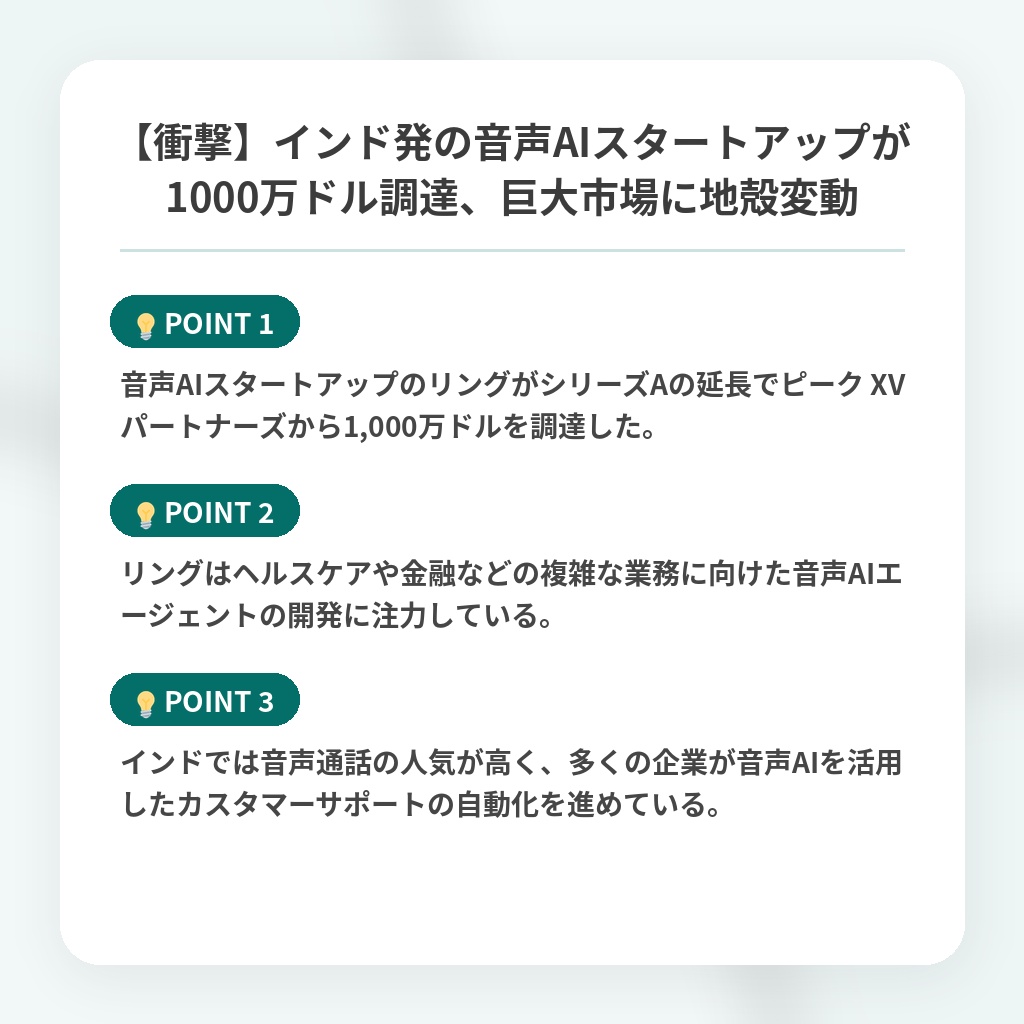 【衝撃】インド発の音声AIスタートアップが1000万ドル調達、巨大市場に地殻変動の注目ポイントまとめ