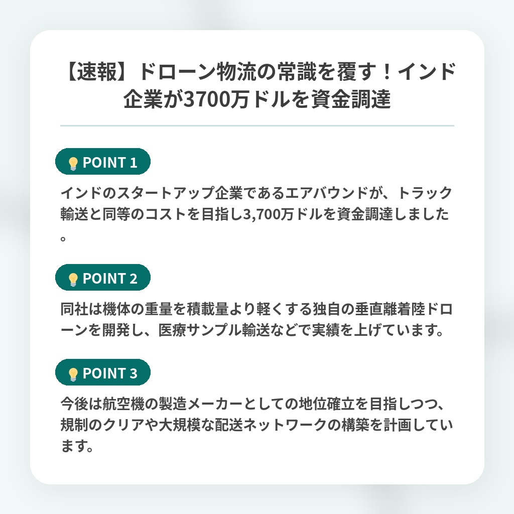 【速報】ドローン物流の常識を覆す！インド企業が3700万ドルを資金調達の注目ポイントまとめ