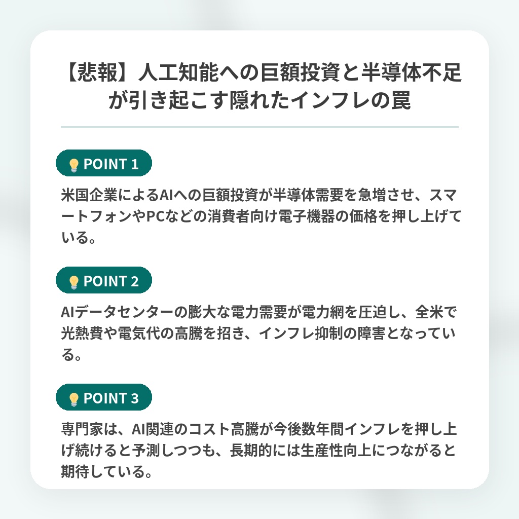【悲報】人工知能への巨額投資と半導体不足が引き起こす隠れたインフレの罠の注目ポイントまとめ