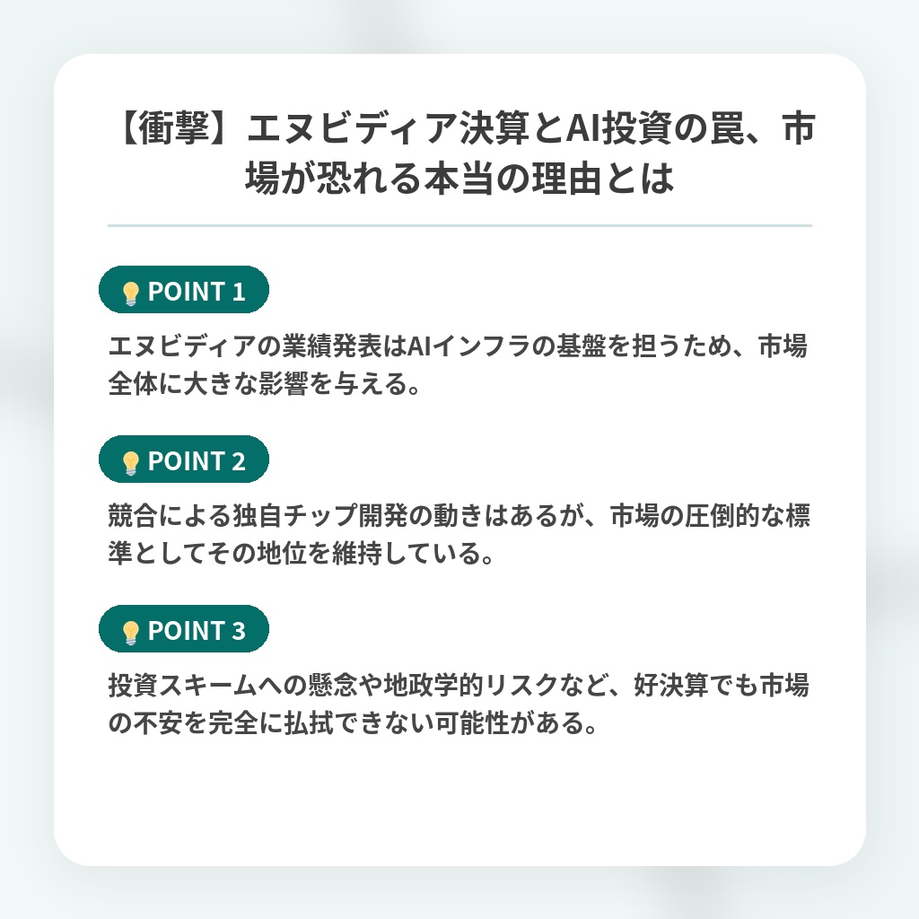 【衝撃】エヌビディア決算とAI投資の罠、市場が恐れる本当の理由とはの注目ポイントまとめ