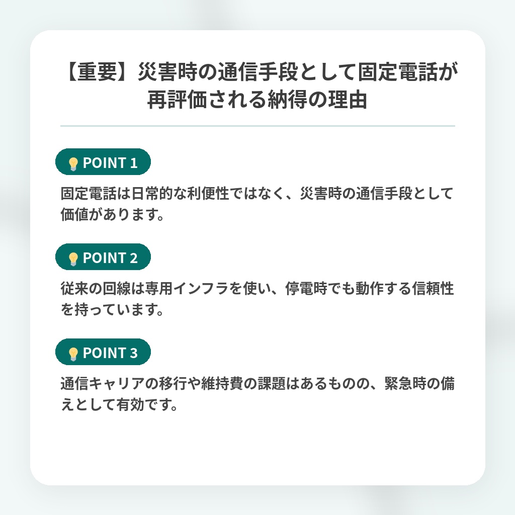 【重要】災害時の通信手段として固定電話が再評価される納得の理由の注目ポイントまとめ