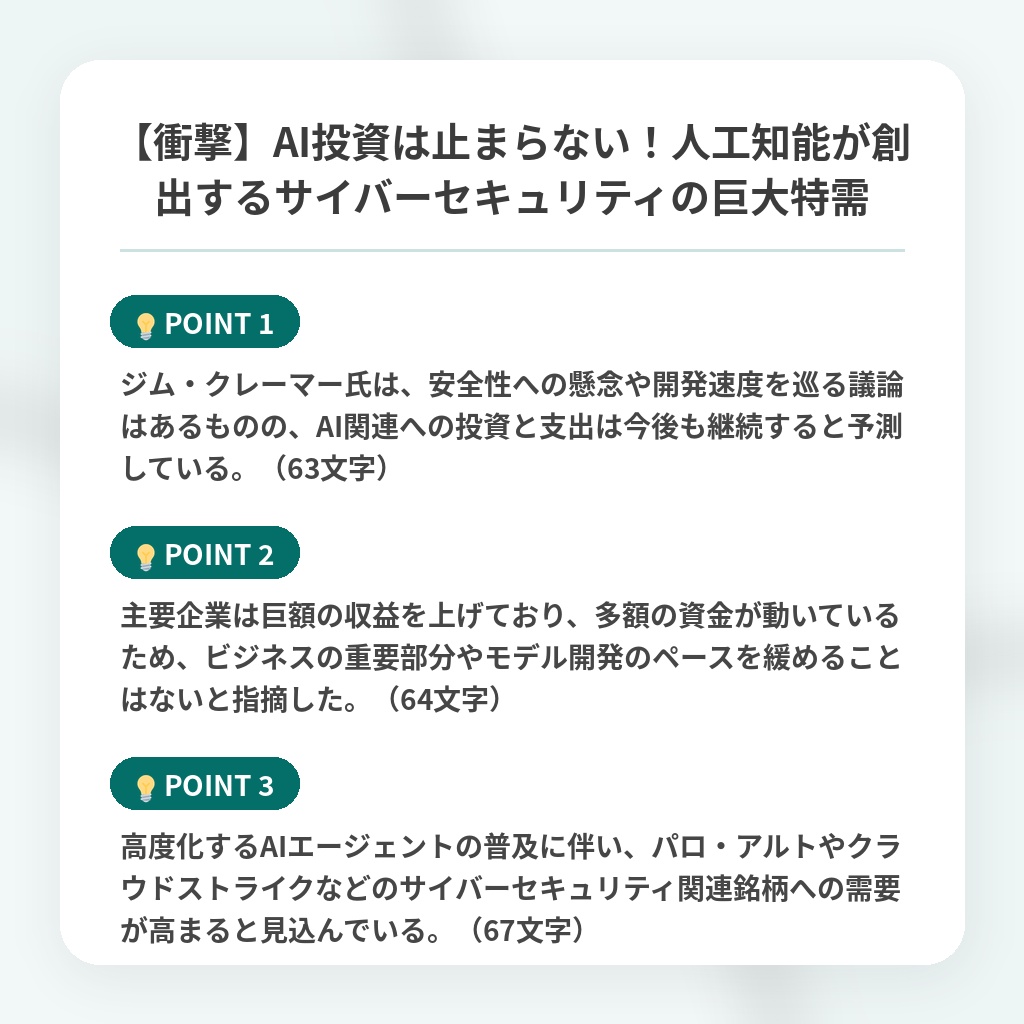 【衝撃】AI投資は止まらない！人工知能が創出するサイバーセキュリティの巨大特需の注目ポイントまとめ