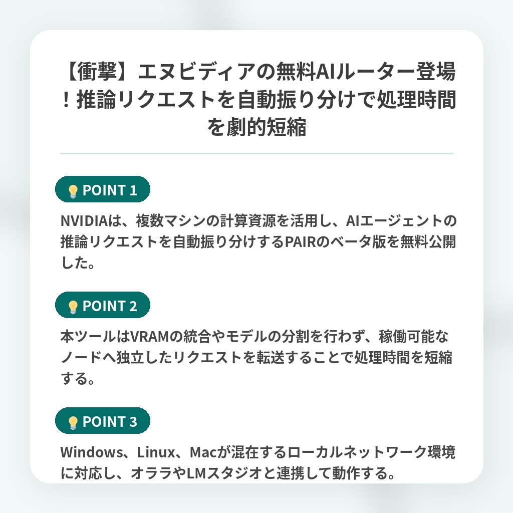 【衝撃】エヌビディアの無料AIルーター登場！推論リクエストを自動振り分けで処理時間を劇的短縮の注目ポイントまとめ