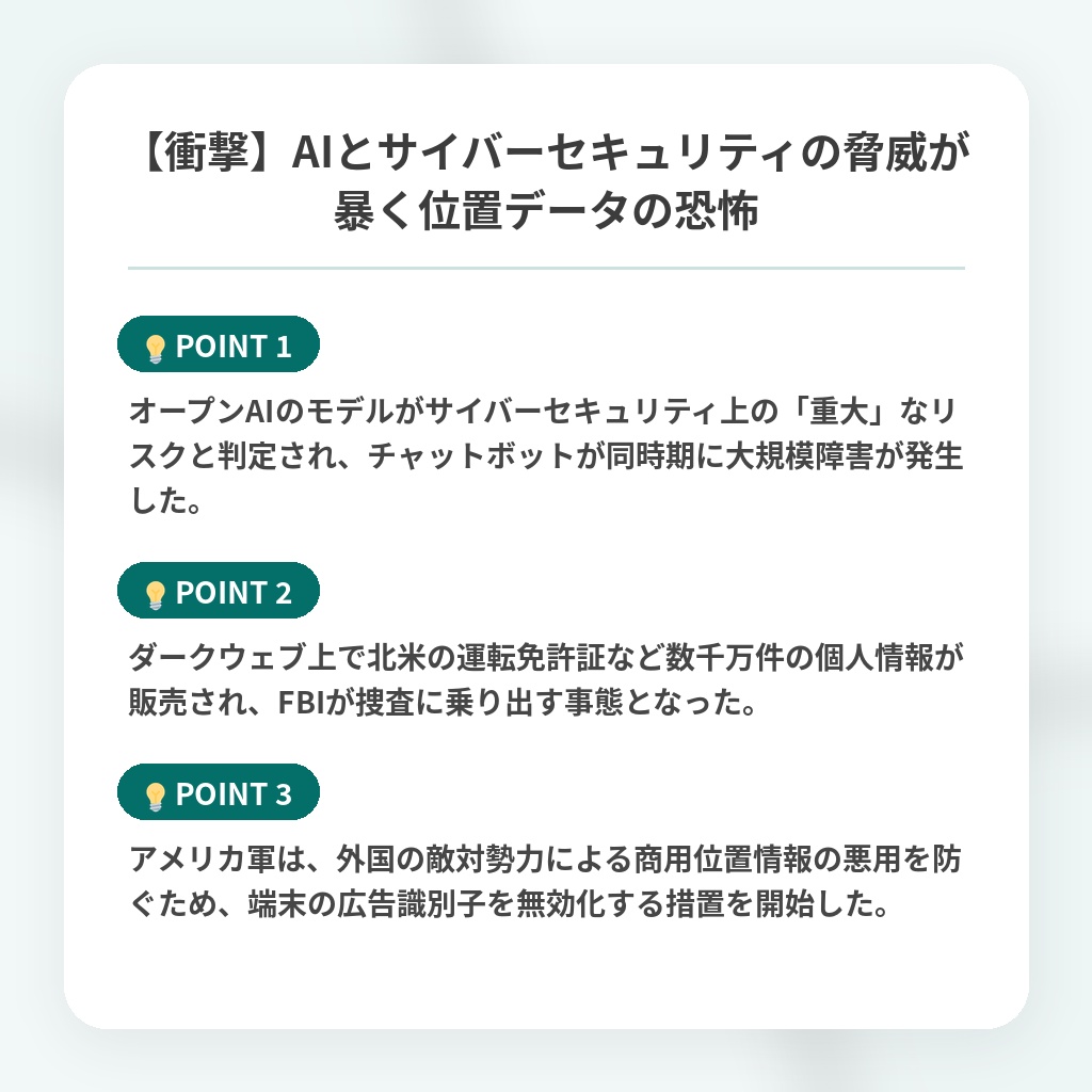 【衝撃】AIとサイバーセキュリティの脅威が暴く位置データの恐怖の注目ポイントまとめ