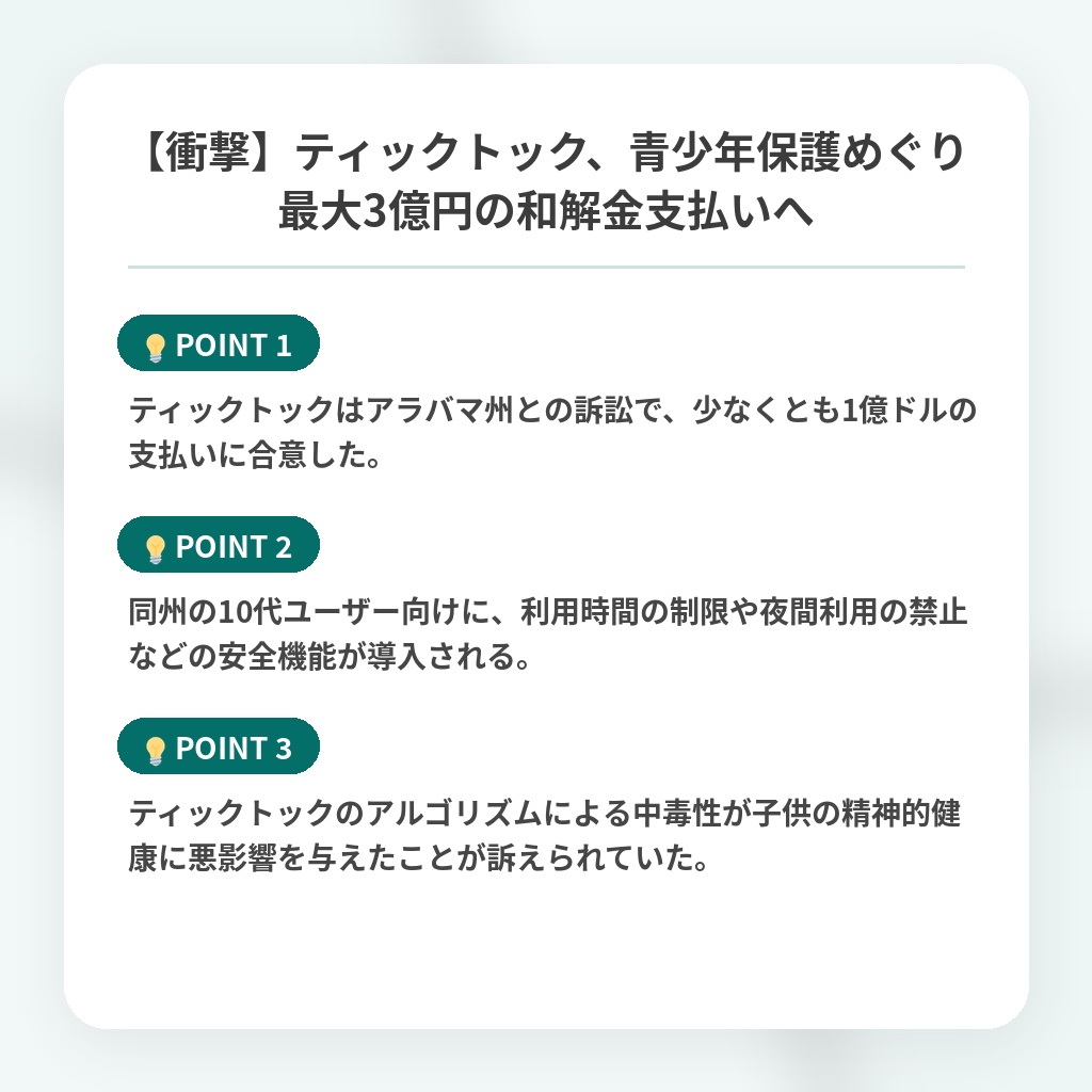 【衝撃】ティックトック、青少年保護めぐり最大3億円の和解金支払いへの注目ポイントまとめ