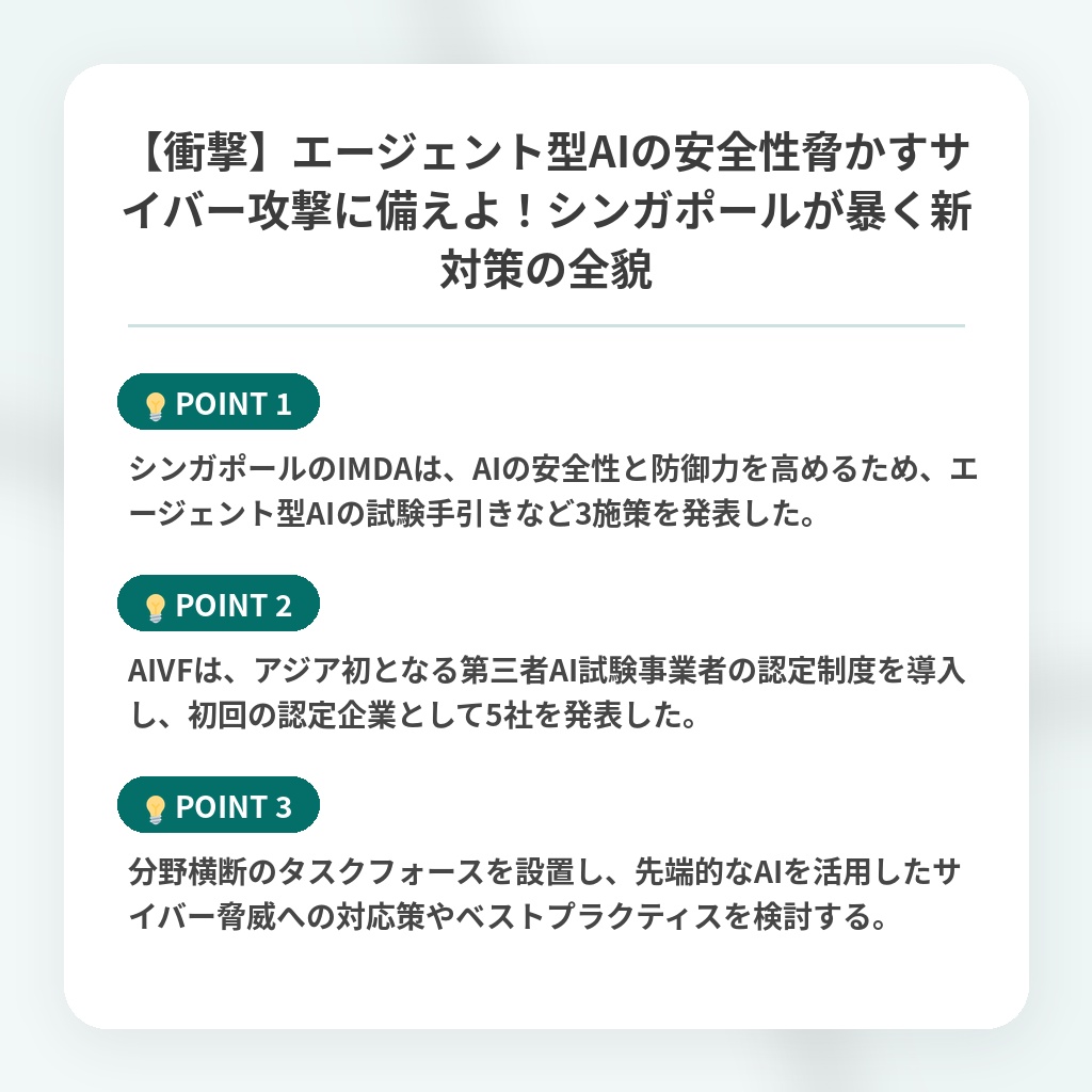 【衝撃】エージェント型AIの安全性脅かすサイバー攻撃に備えよ！シンガポールが暴く新対策の全貌の注目ポイントまとめ