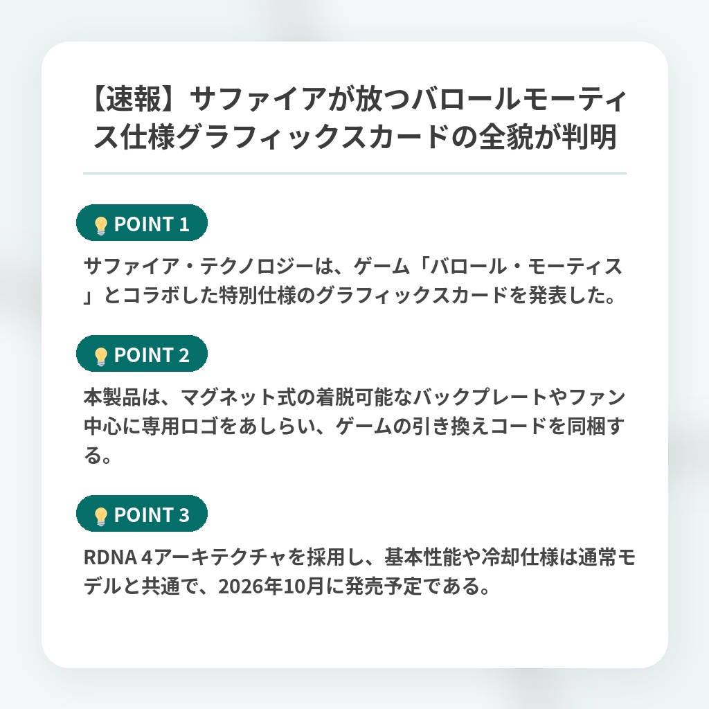 【速報】サファイアが放つバロールモーティス仕様グラフィックスカードの全貌が判明の注目ポイントまとめ