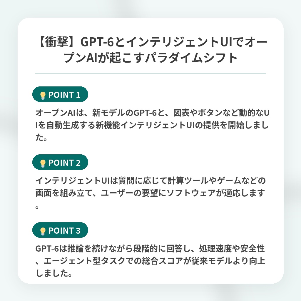 【衝撃】GPT-6とインテリジェントUIでオープンAIが起こすパラダイムシフトの注目ポイントまとめ