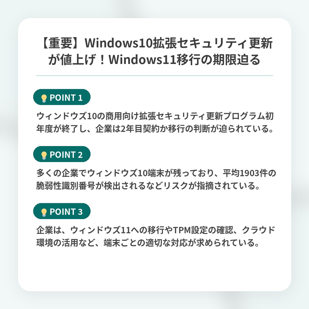 【重要】Windows10拡張セキュリティ更新が値上げ!Windows11移行の期限迫るの注目ポイントまとめ