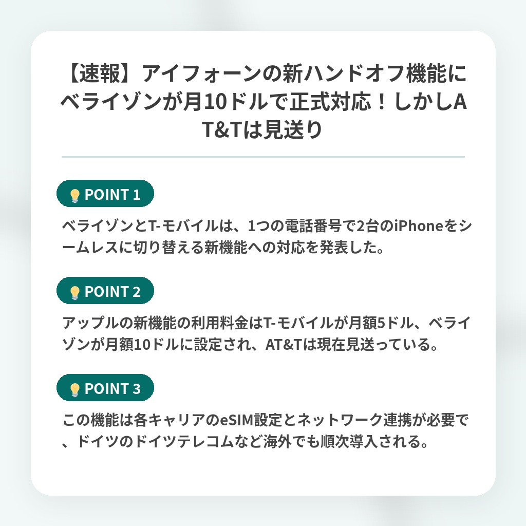 【速報】アイフォーンの新ハンドオフ機能にベライゾンが月10ドルで正式対応!しかしAT&Tは見送りの注目ポイントまとめ